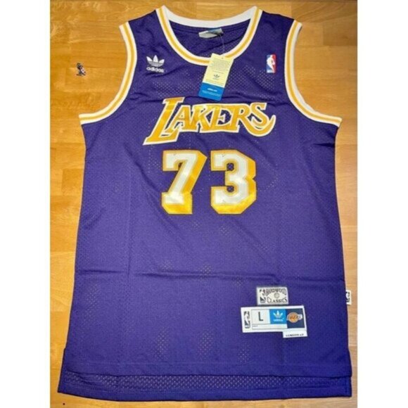 NBA Los Angeles Lakers Dennis Rodman #73 Jersey Large Hardwood Classics NWT - Picture 1 of 2